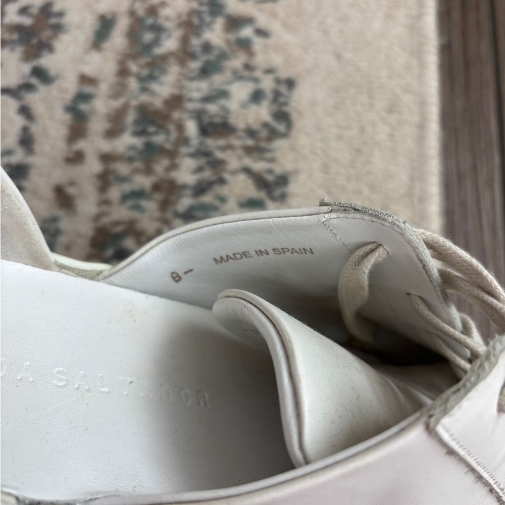 Freda Salvador White Leather Lace-Up Sneakers - Picture 4 of 5